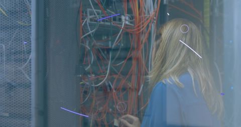 Blonde Technician Adjusting Server Cables - Download Free Stock Images Pikwizard.com