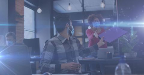 Office team collaborating during covid-19 pandemic