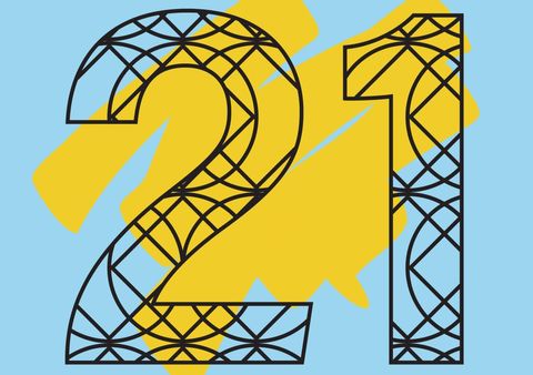 Artistic Number 21 with Abstract Patterns on Bright Background - Download Free Stock Templates Pikwizard.com