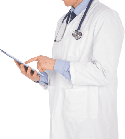 Midsection Doctor Holding Digital Tablet on Transparent Background - Download Free Stock Videos Pikwizard.com