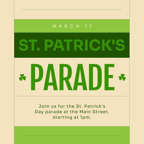 st. patrick's day parade announcement in green theme - Download Free Stock Templates Pikwizard.com