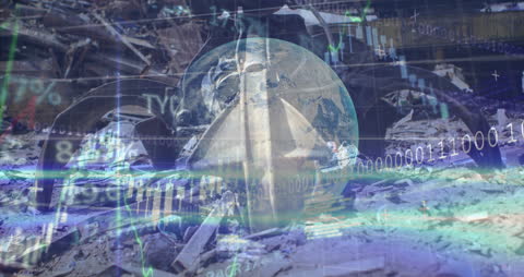 Digital Sphere Overlaying Financial and Environmental Elements