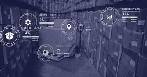 Innovative Warehouse with Digital Data Analytics Overlay - Download Free Stock Images Pikwizard.com