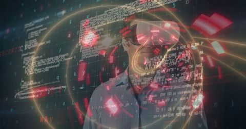 Immersed in Virtual Reality Futuristic Cyber Interface