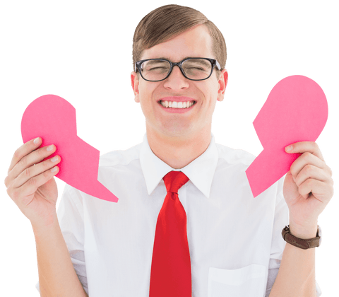 smiling man in glasses holding transparent broken heart - Download Free Stock Videos Pikwizard.com
