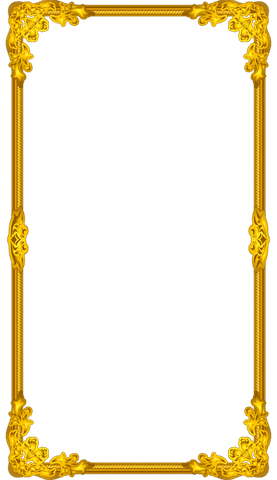 Ornate gold frame with gilded baroque design on transparent background