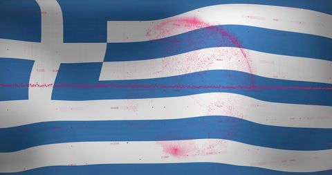 Digital Data Overlay on Greece Flag - Download Free Stock Images Pikwizard.com