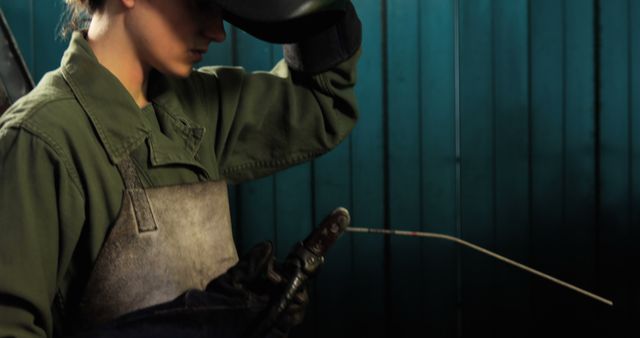 Female Welder Working with Welding Torch - Download Free Stock Images Pikwizard.com