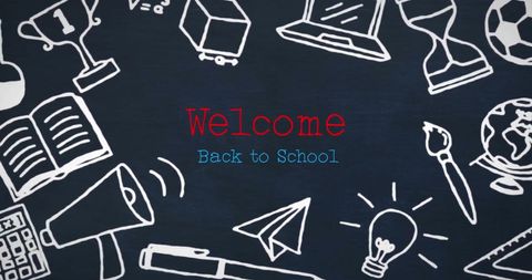 Welcome Back to School Blackboard with Education Icons - Download Free Stock Images Pikwizard.com