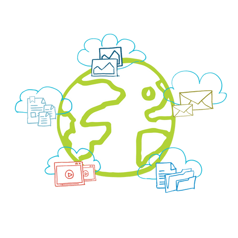 digital cloud storage around globe with media icons on transparent background - Download Free Stock Videos Pikwizard.com