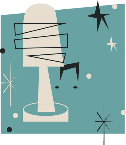 Transparent Mid-Century Lamp Abstract with Geometric Accents