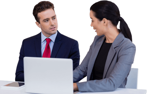 transparent business professionals discussing laptop - Download Free Stock Videos Pikwizard.com