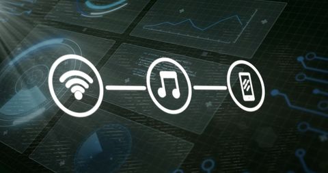 Digital Interface with Media and Technology Icons - Download Free Stock Images Pikwizard.com