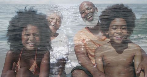 Happy Family Enjoying Day at Beach
