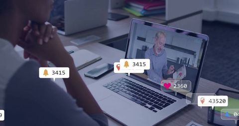 Female professional engaged in online conference call