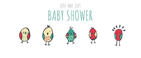 Whimsical Baby Shower Invitation with Playful Birds - Download Free Stock Templates Pikwizard.com
