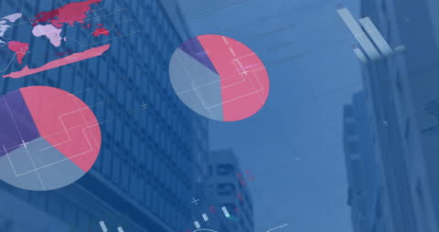 Digital Financial Data Overlays Urban Cityscape