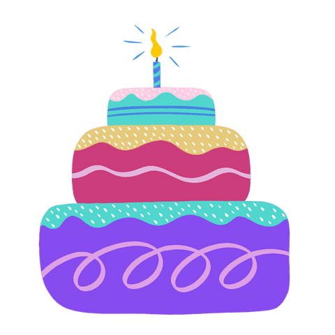 Transparent pastel tiered cake design with festive candle