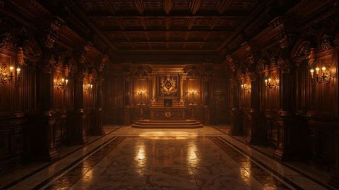 Historic masonic lodge with grand illumination