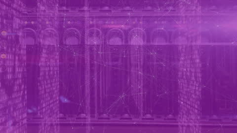 Abstract Data Connections Overlaid on Bright Servers