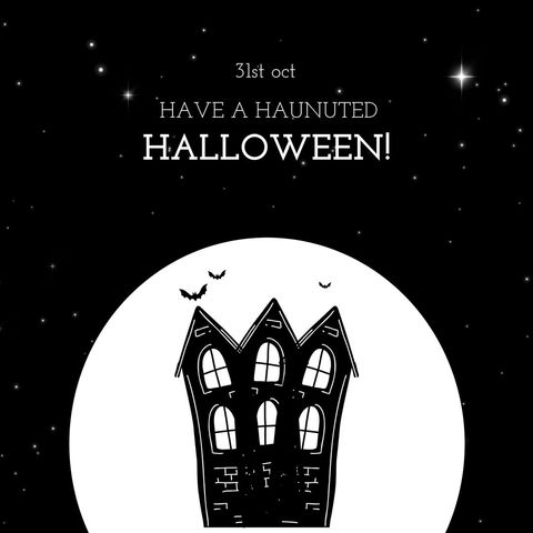 spooky halloween greeting with haunted house illustration - Download Free Stock Templates Pikwizard.com