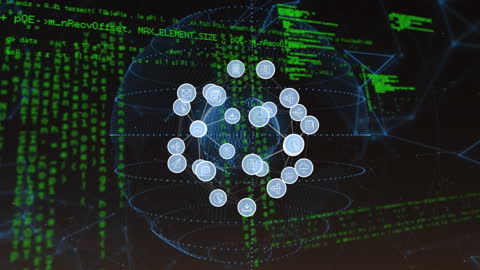Global Networking Digital Interface with Data, Icons on Globe