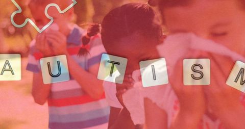 Autism Awareness Concept with Puzzle Pieces and Sneezing Kids - Download Free Stock Images Pikwizard.com