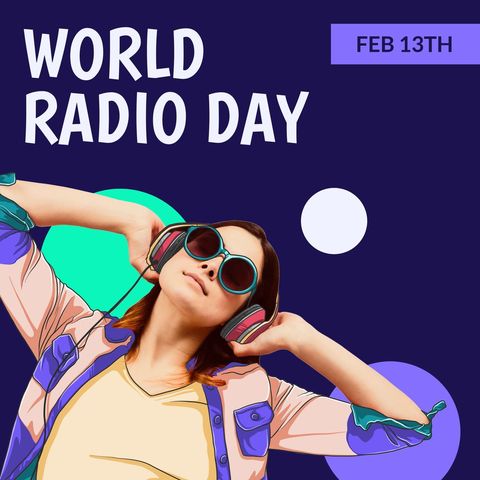 world radio day celebration with music enthusiast wearing headphones - Download Free Stock Templates Pikwizard.com