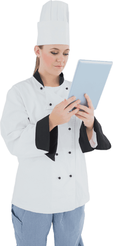 transparent female chef using digital tablet enhancing culinary skills - Download Free Stock Videos Pikwizard.com