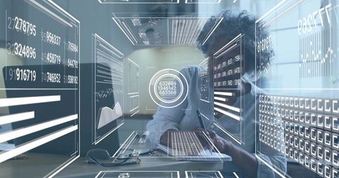 Professional Surrounded by Holographic Data Integration