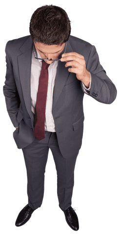 transparent businessman adjusting glasses contemplatively - Download Free Stock Videos Pikwizard.com