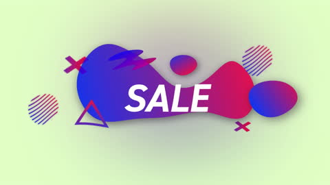 Abstract Sale Banner with Colorful Shapes on Green Background