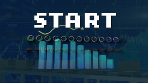 Start Text With Digital Data and Statistics in Virtual Interface