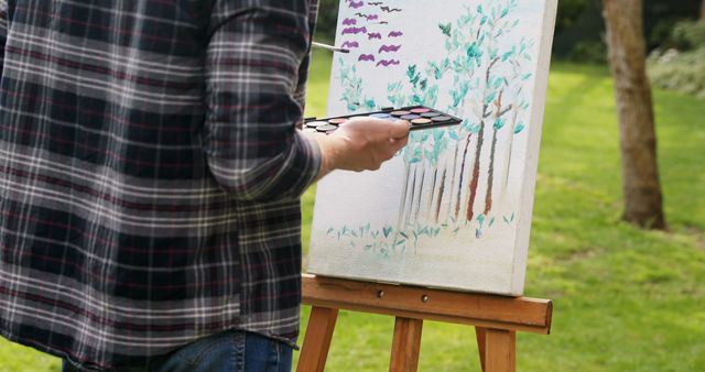 Artist Painting Landscape Outdoors in Park - Download Free Stock Images Pikwizard.com