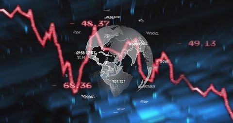 Global financial data trends with digital network visualization