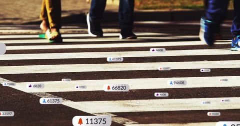 Pedestrian Crossing with Floating Social Media Notifications