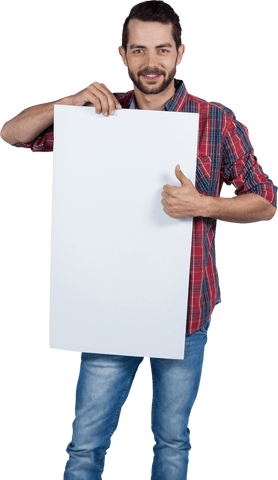 Young Man Holding Transparent Placard Giving Thumbs Up - Download Free Stock Videos Pikwizard.com