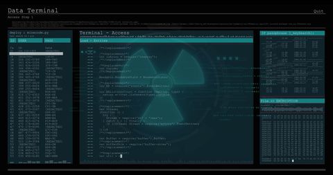 Nuclear Symbol Over Digital Terminal Highlighting Data Processing - Download Free Stock Images Pikwizard.com