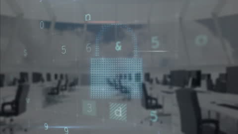 Digital Cybersecurity Display in Modern Office Interior