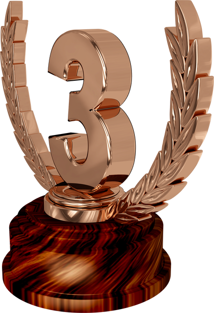 Transparent Bronze Third Place Trophy with Number Three and Laurel - Download Free Stock Videos Pikwizard.com