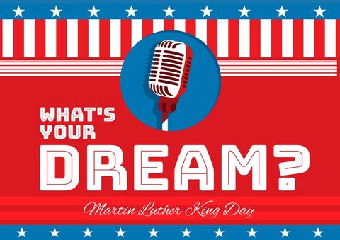 Inspirational martin luther king day poster with microphone