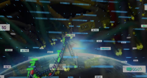 Digital Data Stream Flowing over Earth Representing Global Connectivity