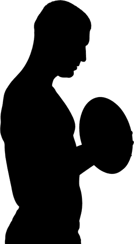 Rugby player ready: transparent silhouette in motion