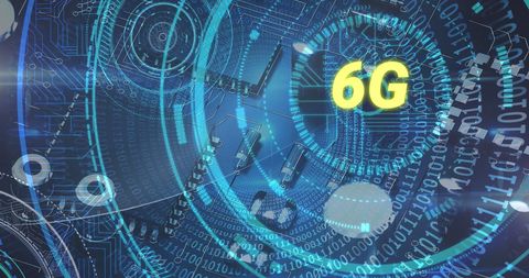 6G Technology Concept with Binary Code and Circuit Elements - Download Free Stock Images Pikwizard.com
