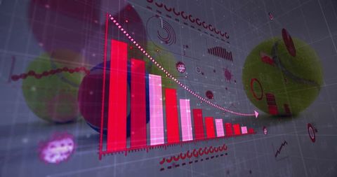3d data chart with viral spheres in futuristic interface