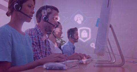 Customer Support Team Assisting Clients Using Modern Technology