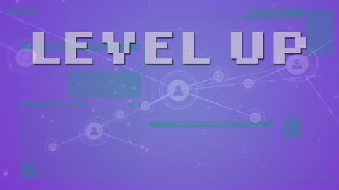 Futuristic Data Network Featuring Level Up Text
