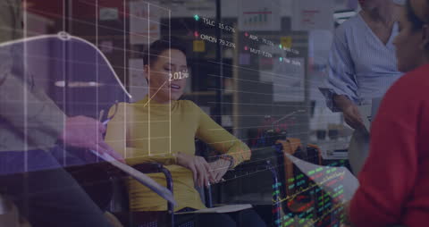 Diverse Team Discussing Business in Modern Office with Digital Interface