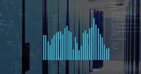 Digital Bar Chart Interface in Server Room