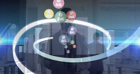 3D City Model with Businessman on Smartphone Networking Concept